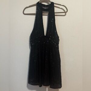Free People Black Sequin Velvet Dress